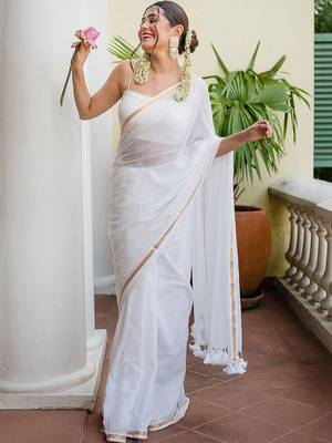 White  cotton saree 3
