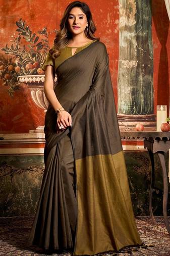 Brown designer saree