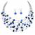 Blue black western layered necklace earrings set for women