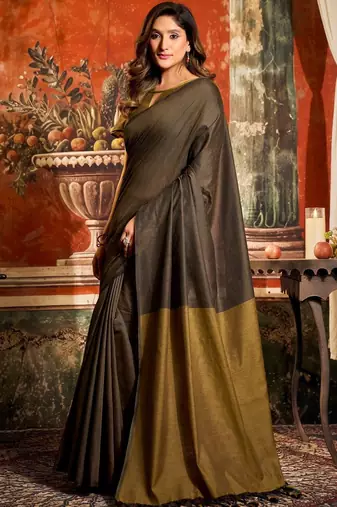 Brown designer saree