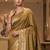 Olive zari silk blend designer banarasi saree