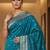 Teal zari silk blend designer banarasi saree