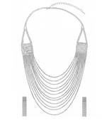 White fancy layered necklace earrings cz studded festive evening
