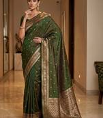 Green zari silk blend designer banarasi saree