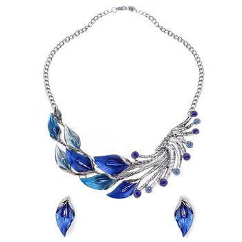 Splendid statuesque blue colour necklace earring set 4