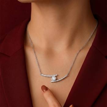Solitaire pendant chain crystal studded casual daily wear jewelry for women 1