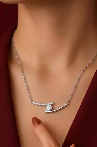 Solitaire pendant chain crystal studded casual daily wear jewelry for women