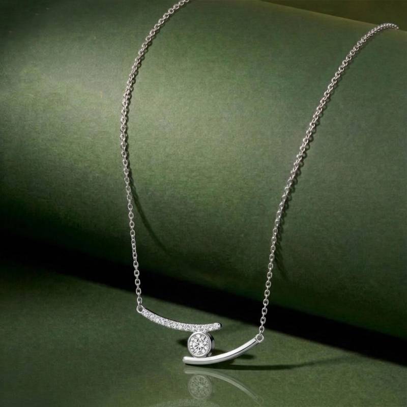 Solitaire pendant chain crystal studded casual daily wear jewelry for women