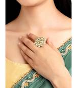 Kundan & beads studded ethnic white finger ring fashion jewellery for women