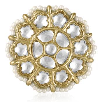Kundan & beads studded ethnic white finger ring fashion jewellery for women 5