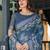 Blue women floral printed zari  linen sarees