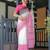 Pink women  linen sarees