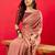Peach solid mysore silk saree with woven design zari border