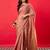 Peach solid mysore silk saree with woven design zari border