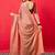 Peach solid mysore silk saree with woven design zari border