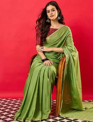 Green zari detail saree 1