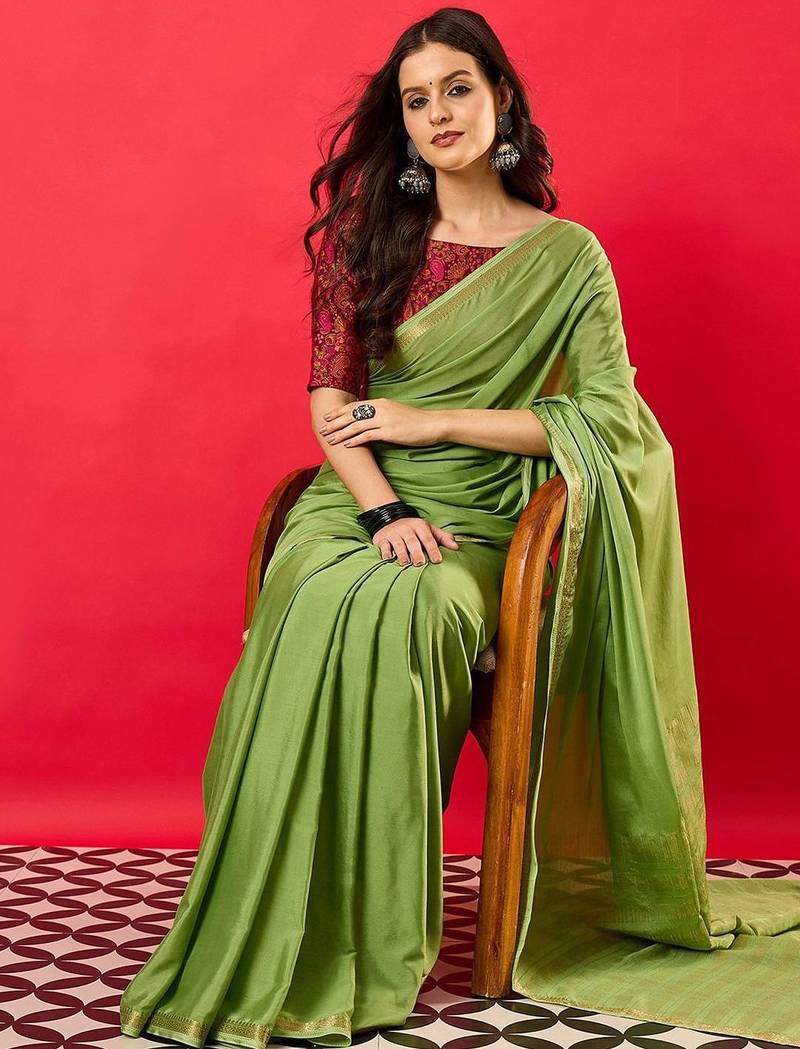 Green zari detail saree