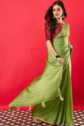 Green zari detail saree