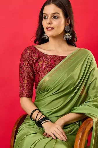 Green zari detail saree