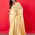 Peach solid mysore silk saree with woven design zari border