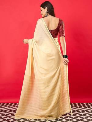 Peach solid mysore silk saree with woven design zari border 3