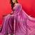 Purple solid mysore silk saree with woven design zari border