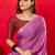 Purple solid mysore silk saree with woven design zari border