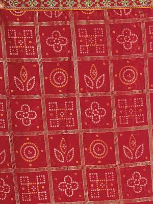 Red bandhani sequinned  georgette bandhani saree 5