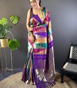 Navy blue woven design handloom kanjeevaram saree