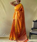Yellow woven design zari patola saree