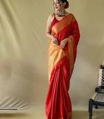 Red woven design zari patola saree