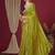 Green embellished beads and stones border chiffon saree