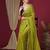 Green embellished beads and stones border chiffon saree