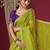 Green embellished beads and stones border chiffon saree