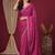 Pink women floral embroidered  chiffon beads and stones saree