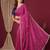 Pink women floral embroidered  chiffon beads and stones saree