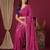 Pink women floral embroidered  chiffon beads and stones saree