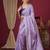 Purple embroidered beads and stones  chiffon saree