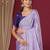 Purple embroidered beads and stones  chiffon saree