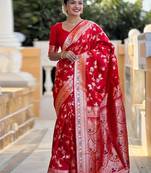 Red woven design zari kanjeevaram saree