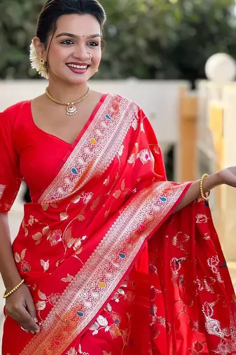 Red woven design zari kanjeevaram saree
