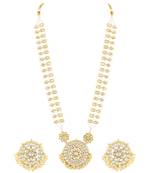 Women's kundan & beads studded necklace round earrings jewelry set for women