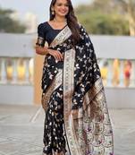 Black woven design zari kanjeevaram saree