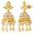 Women's white kundan & beads studded necklace jhumki earrings bharatanatyam