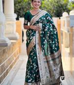 Green woven design zari kanjeevaram saree