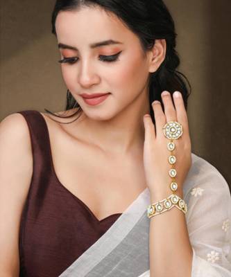 Kundan & beads studded haath panja haath phool ethnic traditional fashion jewellery gift for women 1
