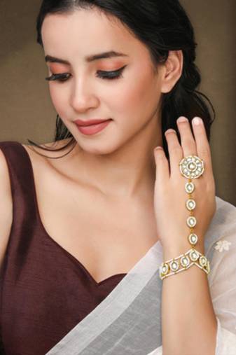 Kundan & beads studded haath panja haath phool ethnic traditional fashion jewellery gift for women