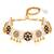 Gold plated maroon green kundan & beads studded necklace stud