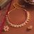 Pink faux ruby crystals studded necklace earrings set for women