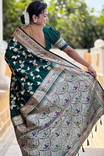 Green woven design zari kanjeevaram saree